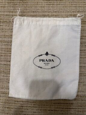 Prada White Drawstring Logo Pouch